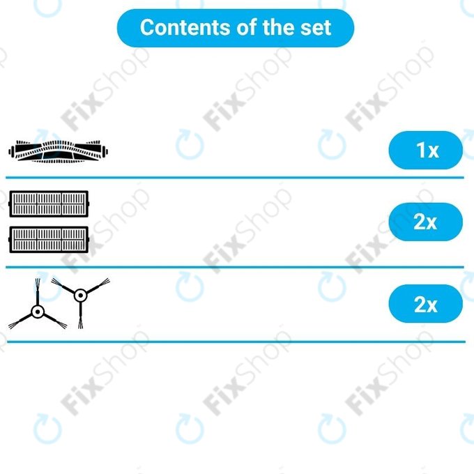 Set de piese de schimb pentru Rowenta X-Plorer S75s (1x Perie principală, 2x Filtre, 2x Perii laterale)