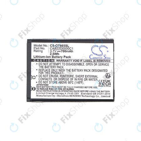 Baterie pentru Alcatel One Touch 2010D, 700mAh, Li-ion, 3.7V, CAB22D0000C1, HQ