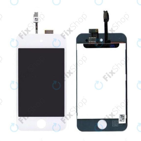 Ecran LCD pentru iPod Touch (4th Gen), White, Sticlă tactilă cu ramă