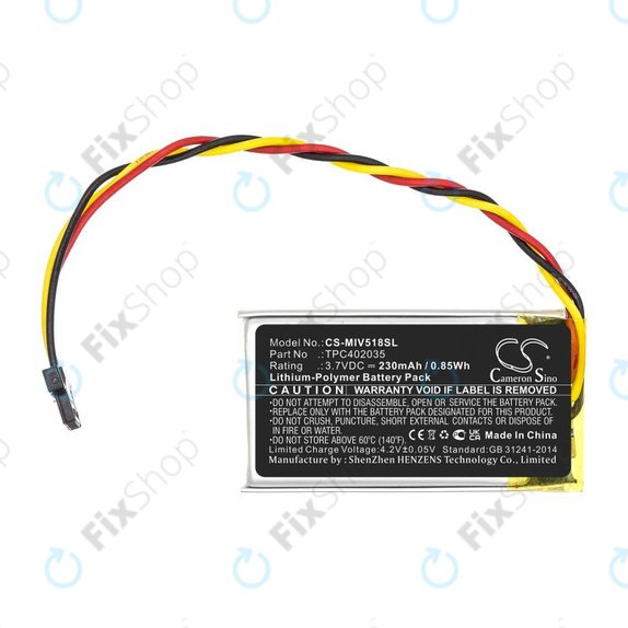Baterie pentru Mio MiVue 508, 518, 528, 538, 608, 618, 792, 230mAh, Li-Pol, 3.7V, TPC402035, HQ