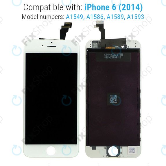 Ecran pentru iPhone 6, White, Sticlă tactilă cu ramă