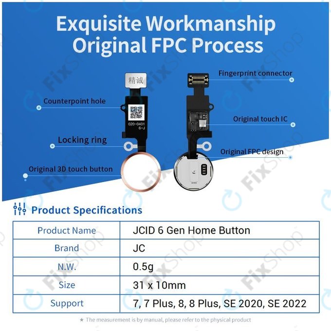 Apple iPhone 7, 7 Plus, 8, 8 Plus, SE (2020), SE (2022) - Buton Acasă JCID 7 Gen (Rose Gold)