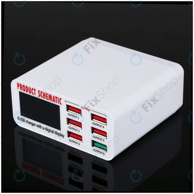 Product Schematic 896 - USB Statie service de încărcare (1x USB 3.0+ 5x USB 2.0)