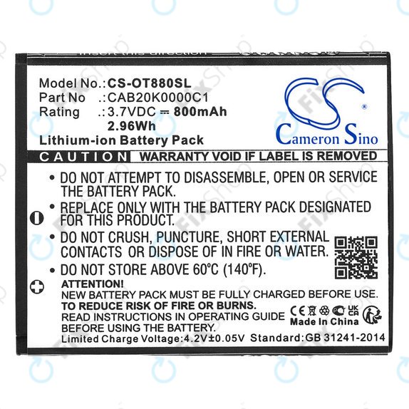 Baterie pentru Alcatel Onetouch, 800mAh, Li-ion, 3.7V, BTR510AB, HQ