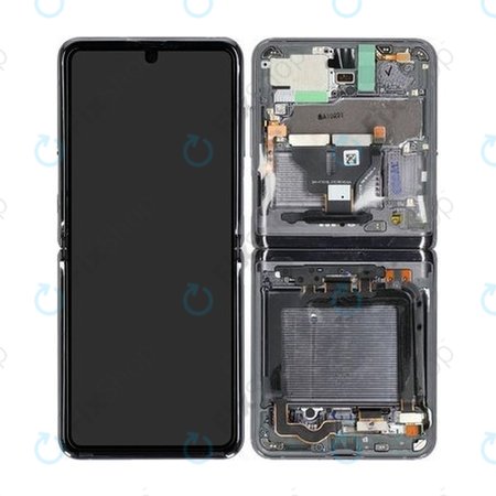 Samsung Galaxy Z Flip 5G F707B - Ecran LCD + Sticlă Tactilă + Ramă (Mystic Gray) - GH82-27359A Genuine Service Pack