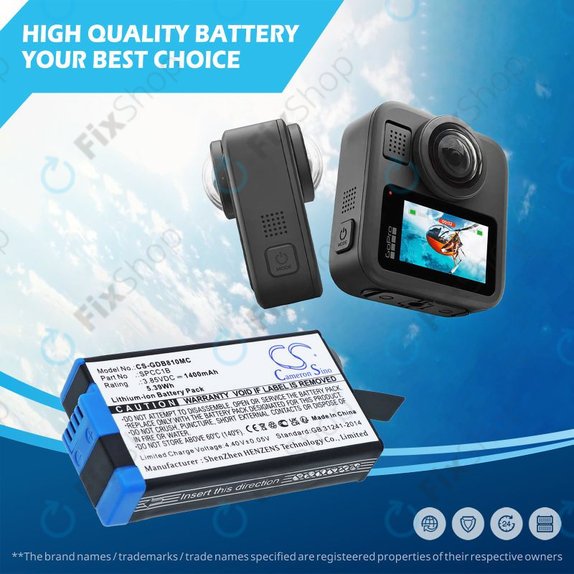 Baterie pentru GoPro Max, Max 360, Acbat-001, 1400mAh, Li-Ion, 3.85V, SPCC1B, HQ