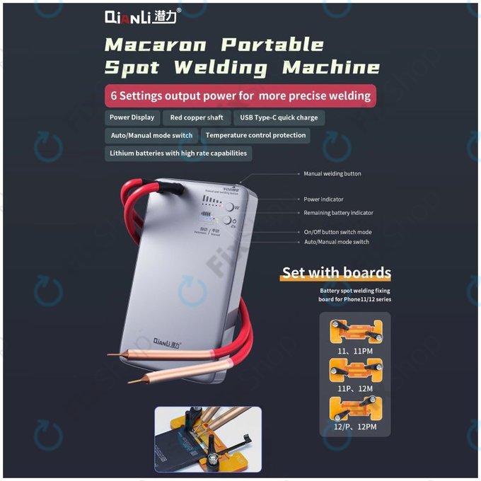 QianLi Macaron - Set micropunct de sudura pentru repararea bateriei Flex (iPhone 11 - 12 Pro Max)