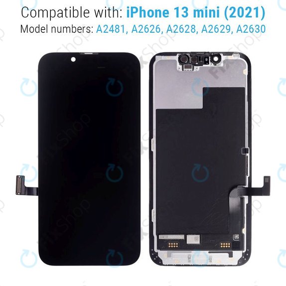 Ecran Hard OLED pentru iPhone 13 Mini, Sticlă tactilă cu ramă, FixPremium