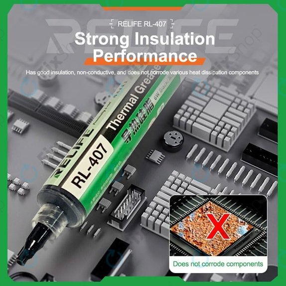 Pastă termoconductoare din silicon Relife RL-407, 6 W/mK, 20g, albastru
