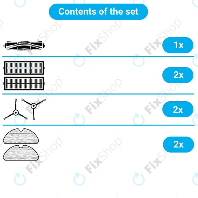 Set de piese de schimb pentru Xiaomi Mi Robot Vacuum Mop 2 Pro, 2 Lite (1x Perie principală, 2x Filter, 2x Perie laterală, 2x Mop)