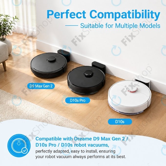 Set de piese de schimb pentru Xiaomi Dreame D9 Max Gen2, D10s, D10s Pro (1x Perie principală, 2x Filter, 2x Perie laterală – neagră, 2x Mop)