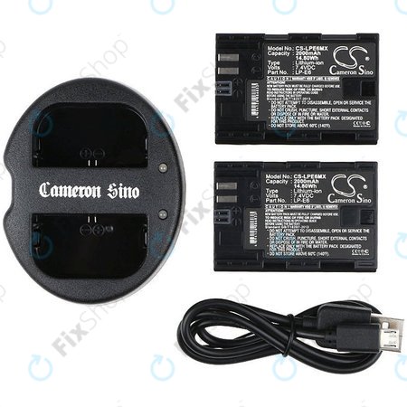 2 baterii cu încărcător pentruCanon EOS 5D Mark II, EOS 7D, 2000mAh, Li-Ion, 7.4V, LP-E6, HQ