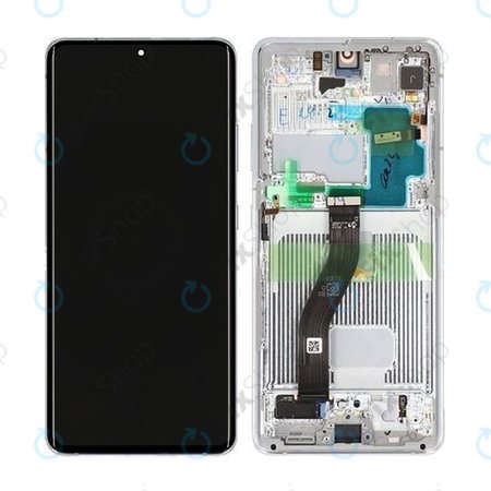 Samsung Galaxy S21 Ultra G998B - Ecran LCD + Sticlă Tactilă + Ramă (Phantom Silver) - GH82-24589B, GH82-26035B, GH82-26036B Genuine Service Pack