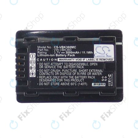 Baterie pentru Panasonic HC, HDC, SDR, 3000mAh, Li-Ion, 3.7V, VW-VBK360, HQ