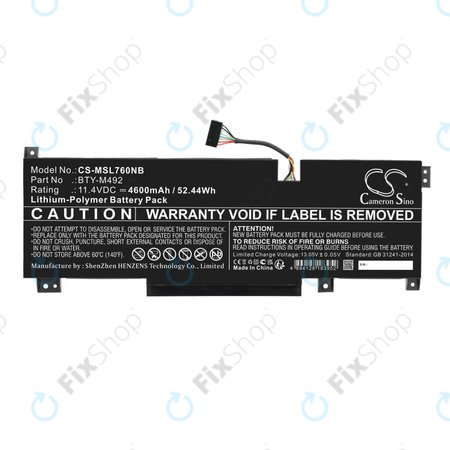 Baterie pentru MSI Pulse GL76, Katana GF66, Bravo 15, Crosshair 17, 4600mAh, Li-Pol, 11.4V, BTY-M492, HQ