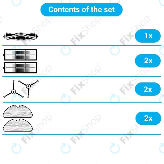 Set de piese de schimb pentru Xiaomi Viomi V2, V2 Pro, V3, SE, Mi Robot Vacuum Mop Pro (P), 2S (1x Perie principală, 2x Filter, 2x Perie laterală, 2x Mop)