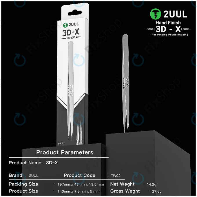 Pensetă de precizie, finisată manual 3D-X, 2UUL TW02