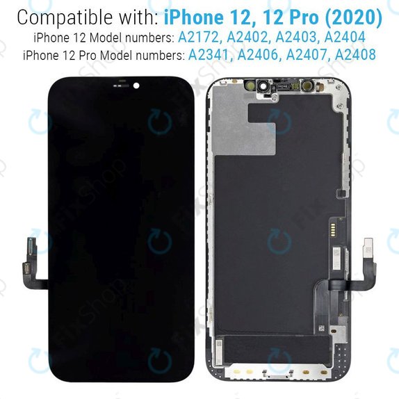 Ecran Hard OLED pentru iPhone 12, 12 Pro, Sticlă tactilă cu ramă, FixPremium