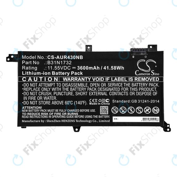 Baterie pentru Asus VivoBook S14, S430FA, 3600mAh, Li-Ion, 11.55V, B31N1732, HQ