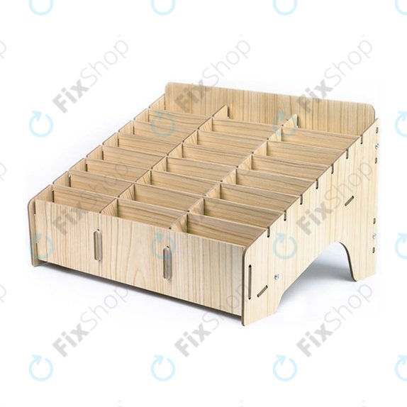 Suport / Organizator universal din lemn pentru telefoane cu 24 de compartimente