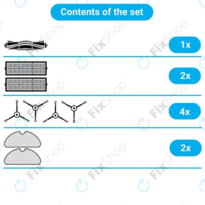 Set de piese de schimb pentru Rowenta Explorer s60 (1x Perie principală, 2x Filter, 4x Perie laterală, 2x Mop)