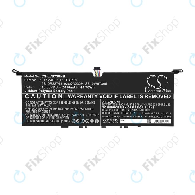 Baterie pentru Lenovo IdeaPad 730-13, 2650mAh, Li-Pol, 15.36V, 5B10R32748, HQ