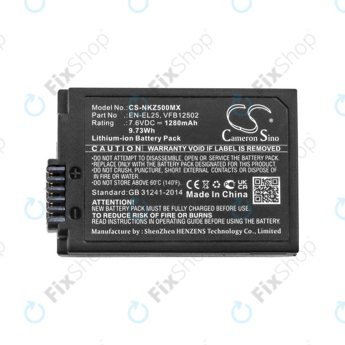 Baterie pentru Nikon Z50, Z50 ZFC, Z30, Z FC, 1280mAh, Li-Ion, 7.6V, EN-EL25, HQ