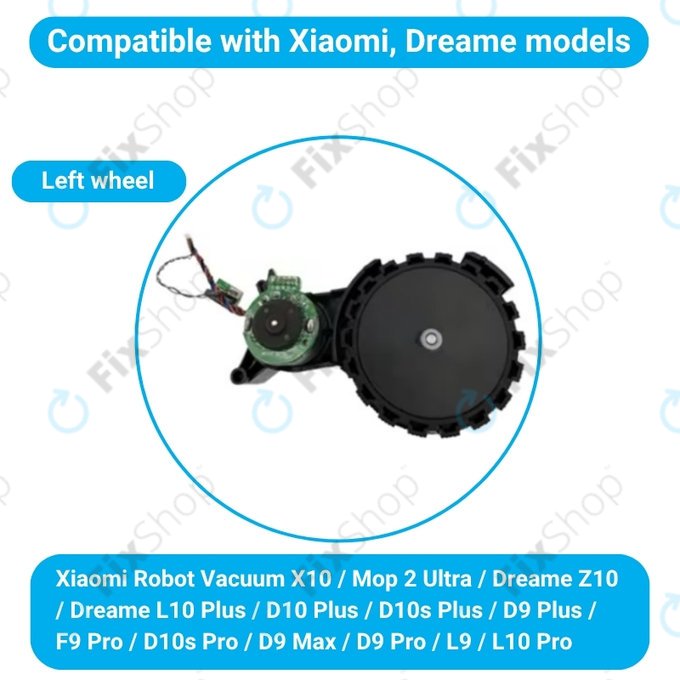 Xiaomi Robot Vacuum X10, Dreame Z10 Pro, L10 Plus, D10 Plus - Roată cu Motor (Stânga) (Negru)