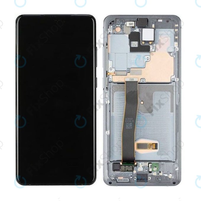 Samsung Galaxy S20 Ultra G988F - Ecran LCD + Sticlă Tactilă + Ramă + Cameră Frontală (Cosmic Gray) - GH82-22271B, GH82-22327B Genuine Service Pack
