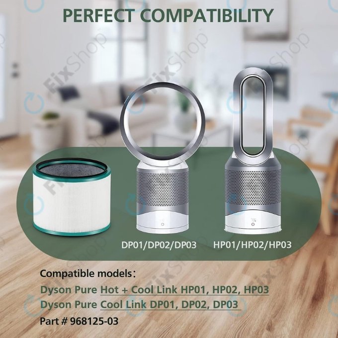 Dyson Pure Hot + Cool-series, Pure Cool Desk-series - Filtru HEPA (Carbon activ) (Green)