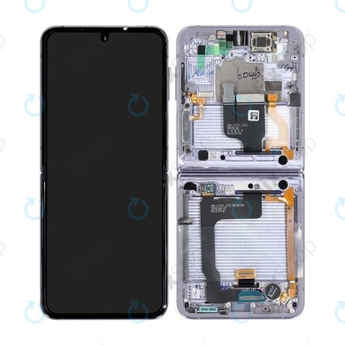 Samsung Galaxy Z Flip 4 F721B - Ecran LCD + Sticlă Tactilă + Ramă (Bora Purple) - GH82-29440B, GH82-30239B, GH82-29441B, GH82-30238B Genuine Service Pack