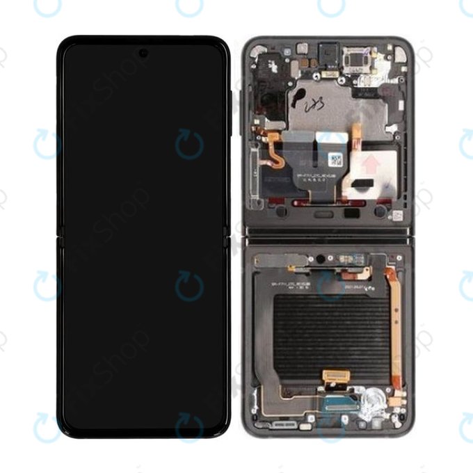 Samsung Galaxy Z Flip 3 F711B - Ecran LCD + Sticlă Tactilă + Ramă (Phantom Black) - GH82-26273A, GH82-27243A, GH82-27244A Genuine Service Pack