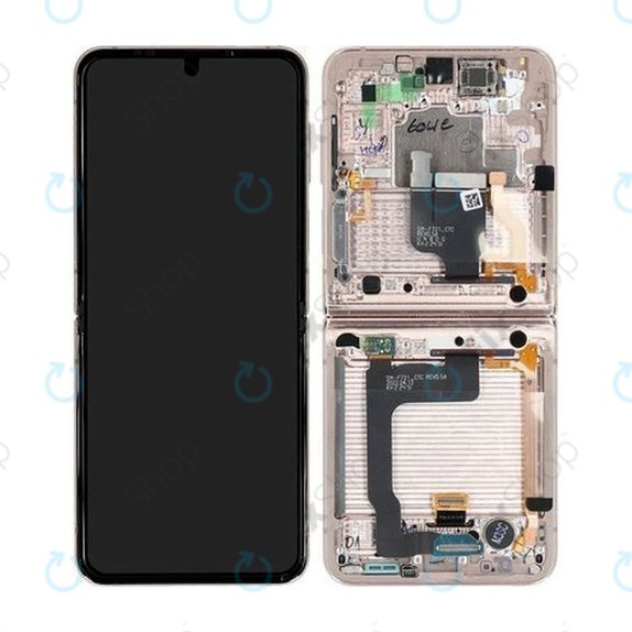 Samsung Galaxy Z Flip 4 F721B - Ecran LCD + Sticlă tactilă + Ramă (Pink Gold) - GH82-29440C, GH82-30238C, GH82-30239C, GH82-29441C Genuine Service Pack