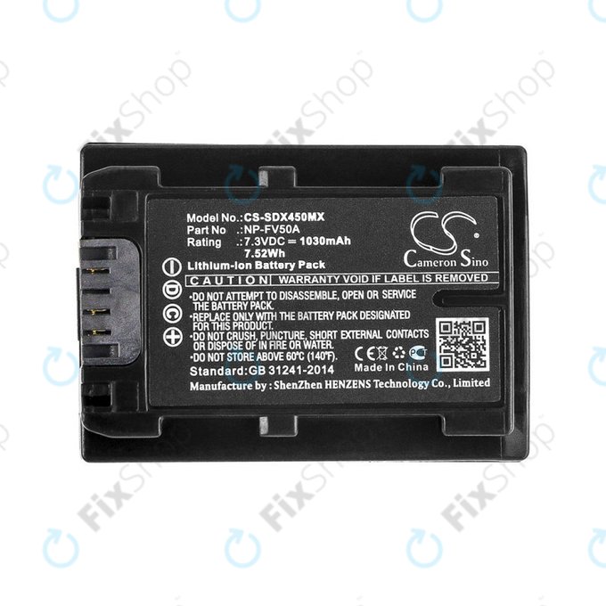 Baterie pentru Sony FDR-AX33, 40, 45, 53, 60, 700, P33, HDR-CX450, 625, 1030mAh, Li-Ion, 7.3V, NP-FV50A, HQ
