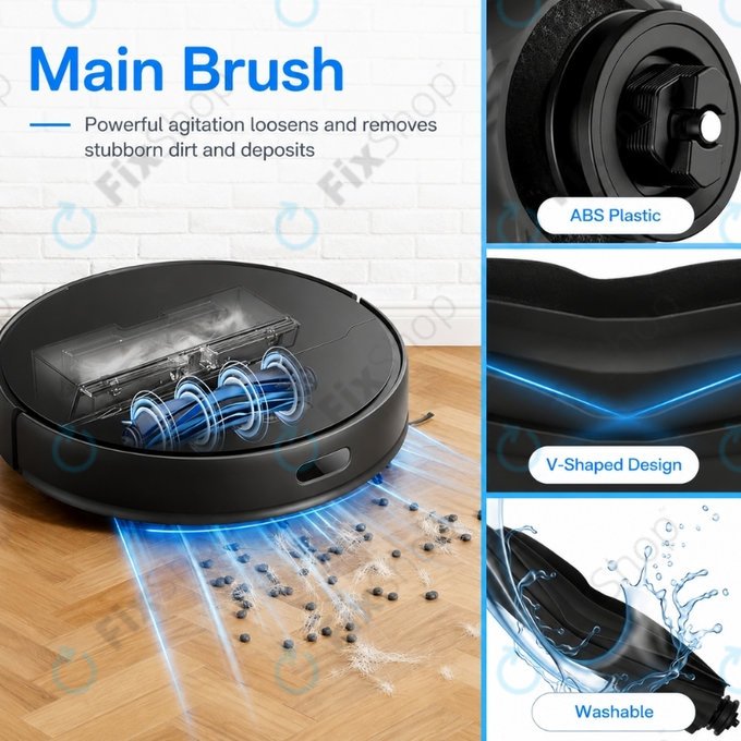 Set de piese de schimb pentru Xiaomi Dreame D9 Max Gen2, D10s, D10s Pro (1x Perie principală, 2x Filter, 2x Perie laterală – neagră)