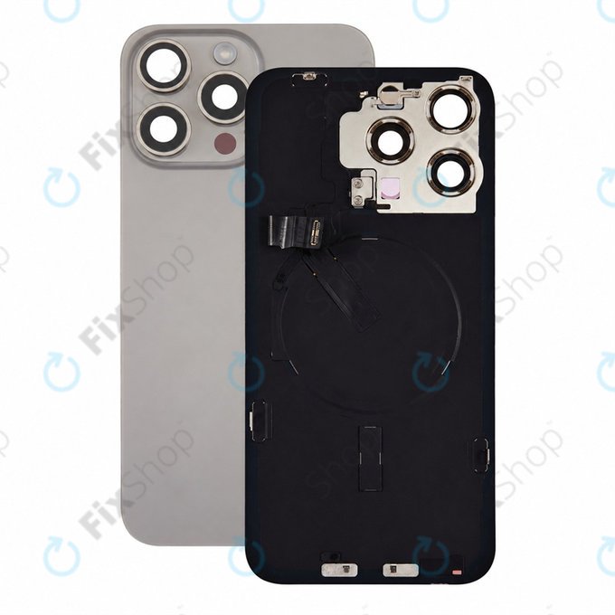 Sticlă carcasă spate pentru iPhone 15 Pro Max, Natural Titanium, Pulled A