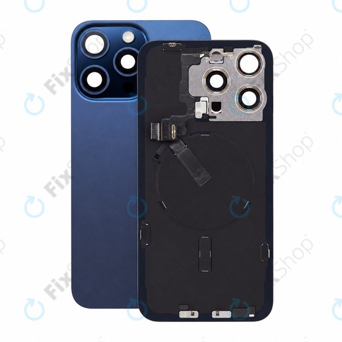 Sticlă carcasă spate pentru iPhone 15 Pro Max, Blue Titanium, Pulled A