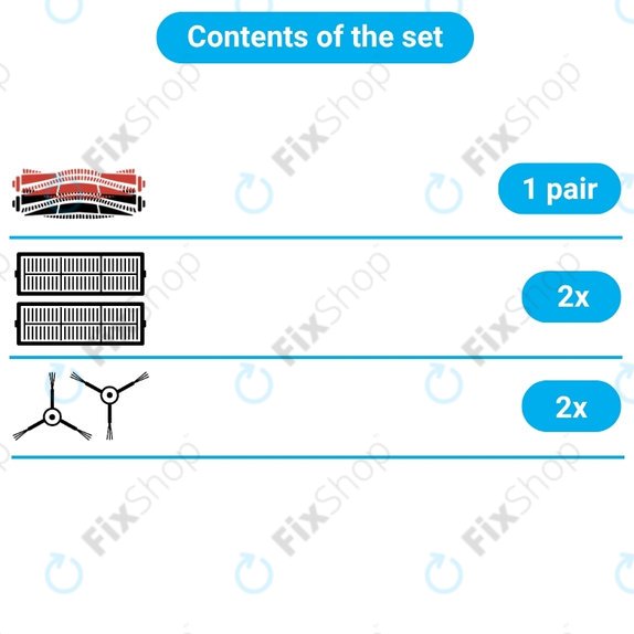 Set de piese de schimb pentru Dreame X50 Ultra, L50 Ultra, L40s Ultra, L40s Pro Ultra, X50 Master, Mova V50 (1 pereche de perii principale, 2x Filter, 2x Perie laterală)