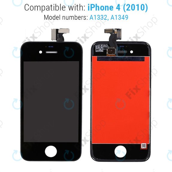 Ecran pentru iPhone 4, Black, Sticlă tactilă cu ramă