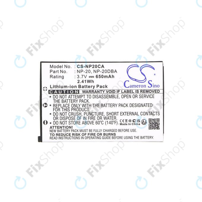 Baterie pentru Casio Exilim Card Ex-S880, 650mAh, Li-Ion, 3.7V, NP-20, HQ