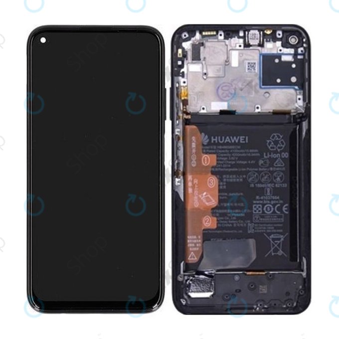 Huawei P40 lite - Ecran LCD + Sticlă Tactilă + Ramă + Baterie (Midnight Black) - 02353KFU Genuine Service Pack