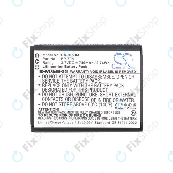 Baterie pentru Samsung ES, ST, 740mAh, Li-Ion, 3.7V, BP-70A, HQ