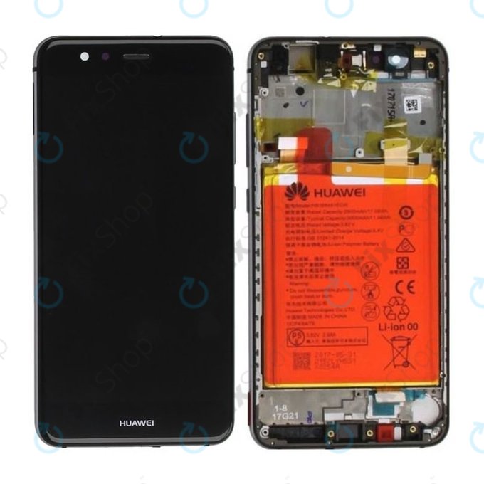 Huawei P10 Lite - Ecran LCD + Sticlă Tactilă + Ramă + Baterie (Graphite Black) - 02351FSG, 02351FSE Genuine Service Pack