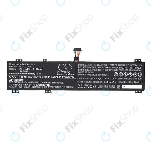 Baterie pentru Lenovo Legion 5 15ARH7H, 82RD0002SB, 5100mAh, Li-Pol, 15.44V, L21C4PC1, HQ