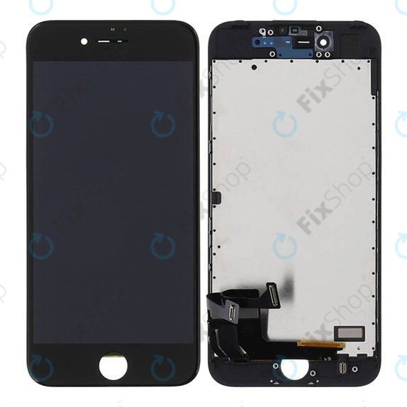 Ecran pentru iPhone 7, Black, Sticlă tactilă cu ramă, Refurbished