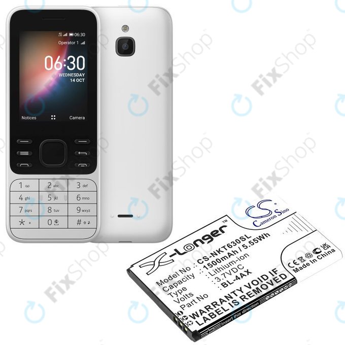 Baterie pentru Nokia 6300 4G, Nokia 8000 4G, 1500mAh, Li-Ion, 3.7V, BL-4AX, HQ