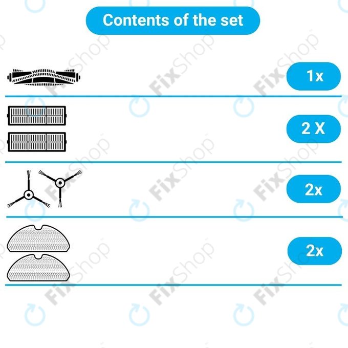Set de piese de schimb pentru Xiaomi Dreame Bot L10 Pro, D9, D9 Pro, D9 Max, Trouver LDS (1x Perie principală, 2x Filtre, 2x Perii laterale, 2x Lavete de mop)