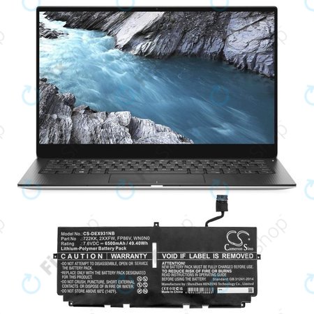 Baterie pentru Dell XPS 13 9300, 9380, 9310, 6500mAh, Li-Pol, 7.6V, 2XXFW, HQ