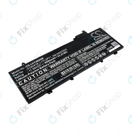 Baterie pentru Lenovo ThinkPad T480S, 4600mAh, Li-Pol, 11.58V, 01AV478, HQ