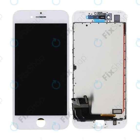 Ecran In-Cell pentru iPhone 7, White, Sticlă tactilă cu ramă, FixPremium